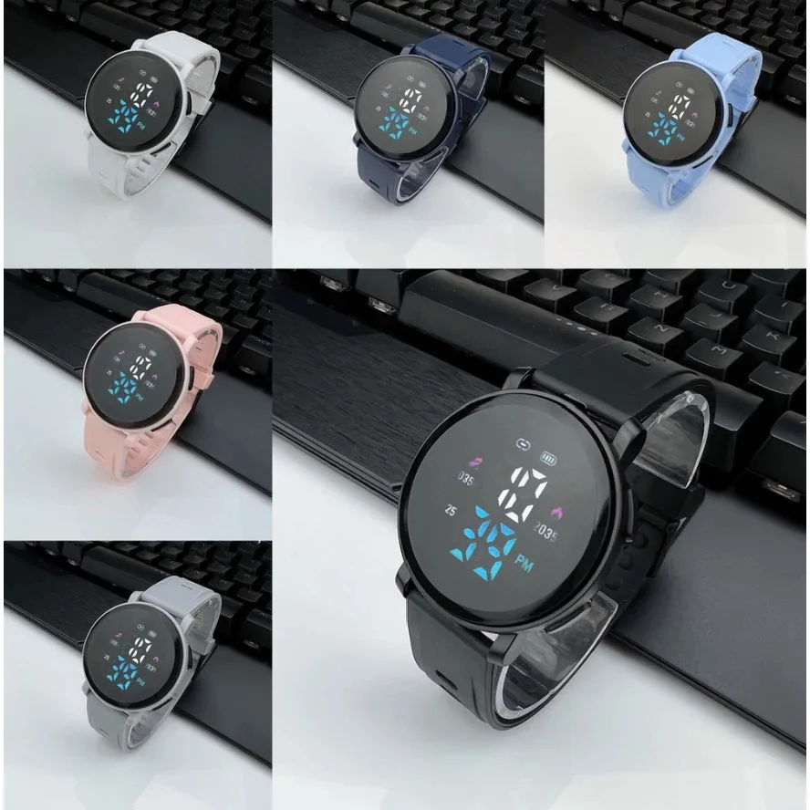 COD AR18 Jam Tangan Wanita Pria Digital Rubber Bulat Led Watch Grosir Original High Quality