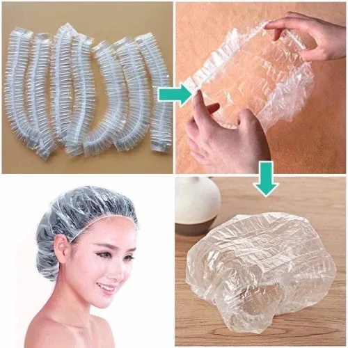 PELINDUNG KEPALA SHOWER CUP / PENUTUP KEPALA RAMBU SAAT MANDI / SHOWER CAP PLASTIK TOPI MANDI KERAMAS / HAIR CAP SARUNG TUTUP KEPALA MANDI