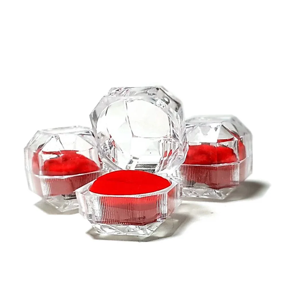 AR18 COD - Tempat/wadah/Box cincin Mika Kristal Tempat Kotak Perhiasan Acrylic Wadah Emas Unik Busa Tebal