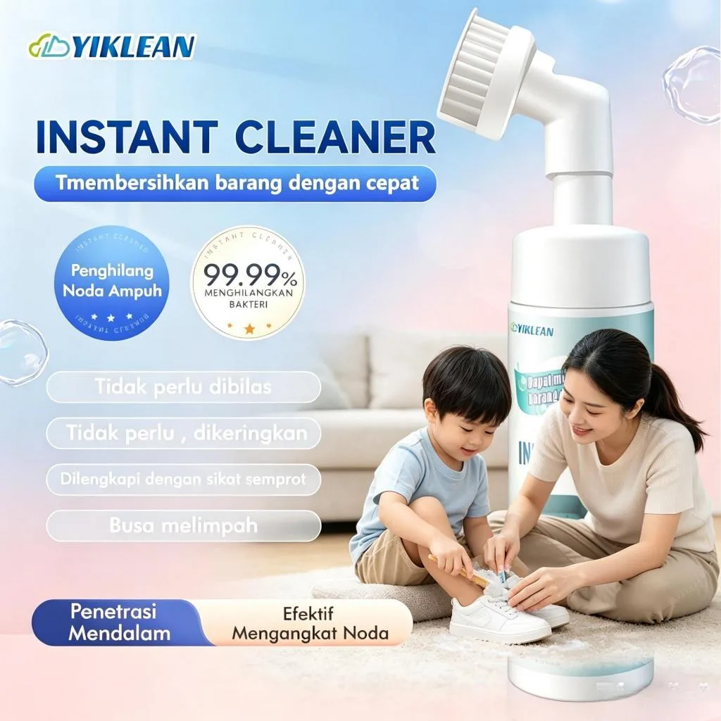 Yiklean Pembersih Noda Pakaian Sepatu Serbaguna Instant Cleaner Oksigen Aktif Sikat Baju