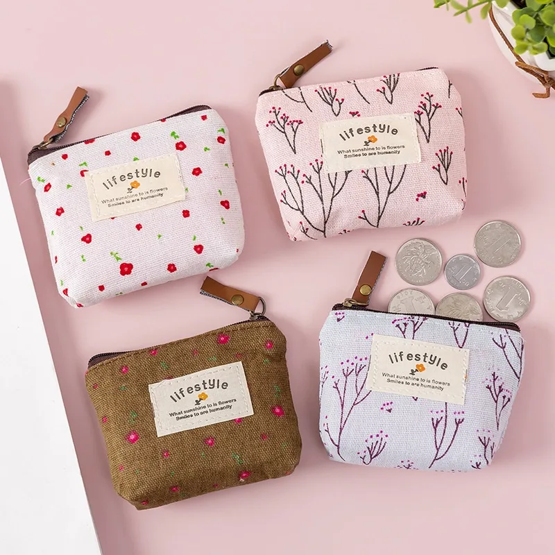 COD AR18 Pouch Dompet Koin Resleting Live Style Kanvas Dompet Serbaguna Sleting Motif Bunga Wallet Coin Dompet Perhiasan Headset Multifungsi