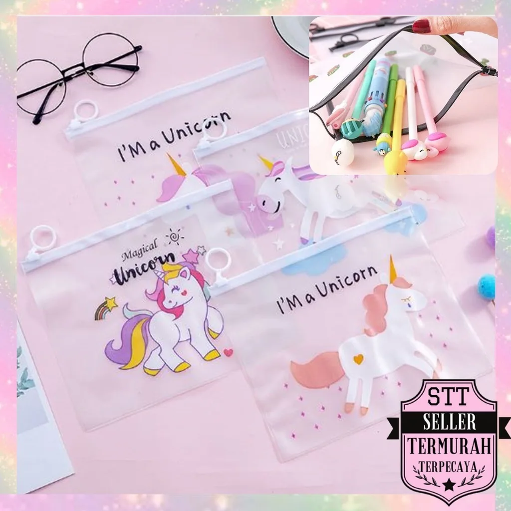 AR18 - POUCH ZIP LOCK KOSMETIK TRANSPARAN MOTIF KAKTUS / TAS KOSMETIK KARAKTER LUCU / ZIPLOCK PLASTIK ZIPPER LOCK ALAT TULIS ATK MURAH