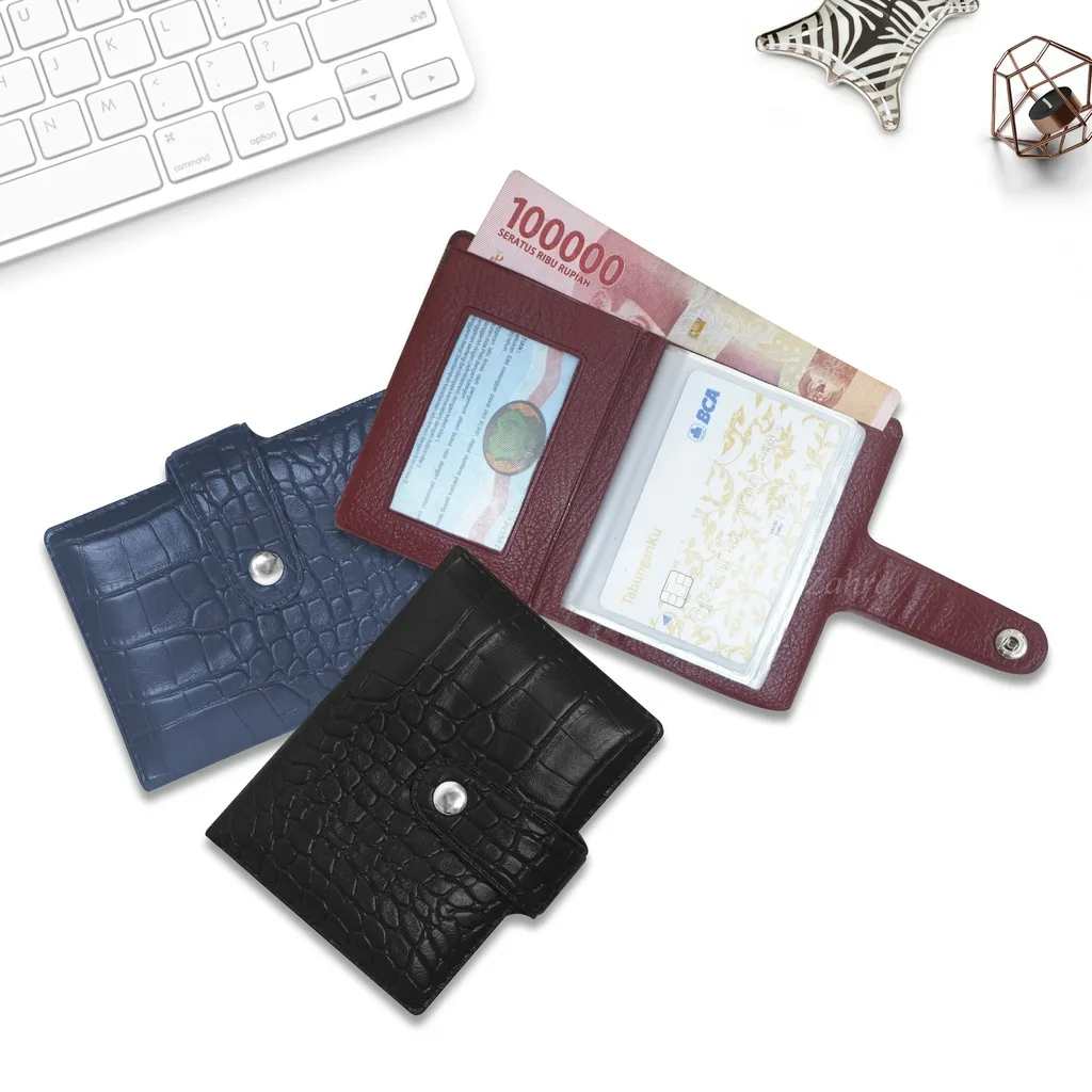 COD AR18 Dompet Kartu/ Dompet Croco Kancing Timbul/ Dompet Kartu Mini