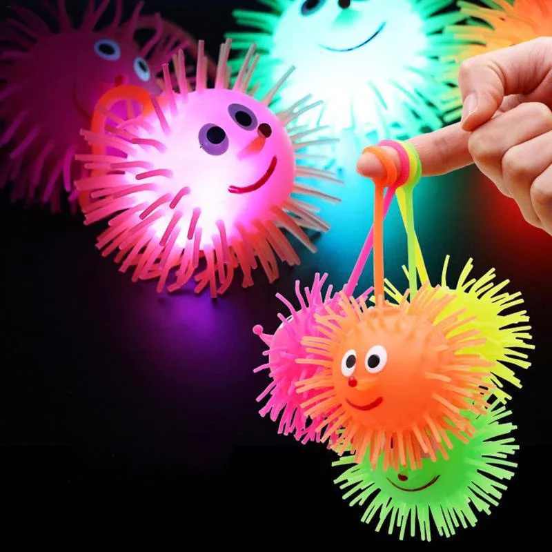 COD Mainan Anak Ubur Ubur Bola Lampu Menyala Puffer Ball Yoyo Led Warna Warni Bola Anti Stres