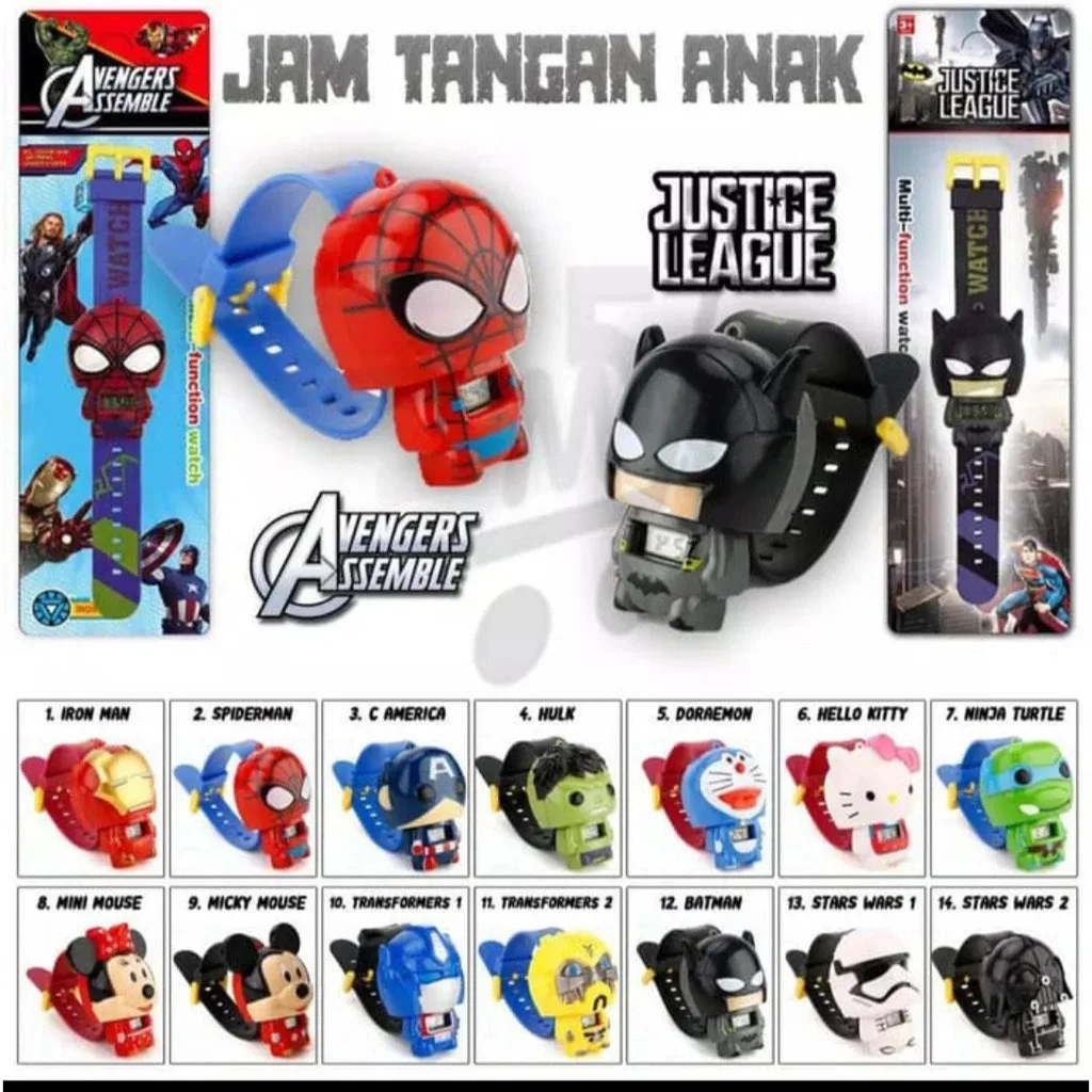 COD AR18 Jam Tangan Anak Anak Robot Super Hero Karakter Lucu Digital Murah Lol Avangers Kids Fashion Anak Laki Laki Perempuan Pria Wanita Couple