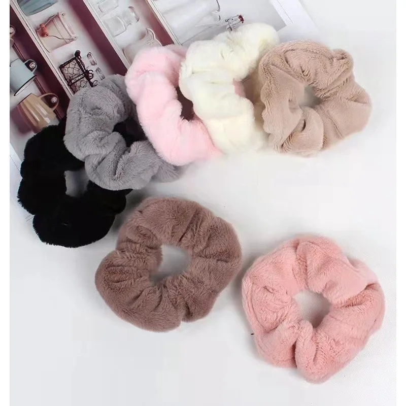 COD AR18 Ikat Rambut Scrunchie Korea Hijab Gelang Hairband Kunciran Cepol Jilbab Lingkar Besar Bulu Lembut Korea Motif Polos