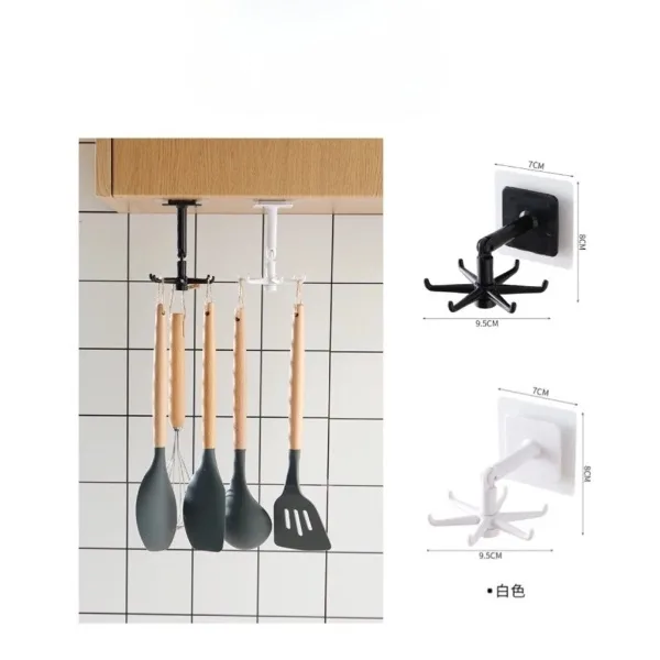 COD Hook Putar 6 Kait Gantungan Spatula Tempel Dinding Hook Putar 6 Kait