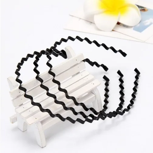 COD AR18 Bando Korea Bentuk Gelombang Zig zag Hitam Polos Bandana Aksesoris Headband Bahan Besi Sirkam Rambut Pria Gondrong
