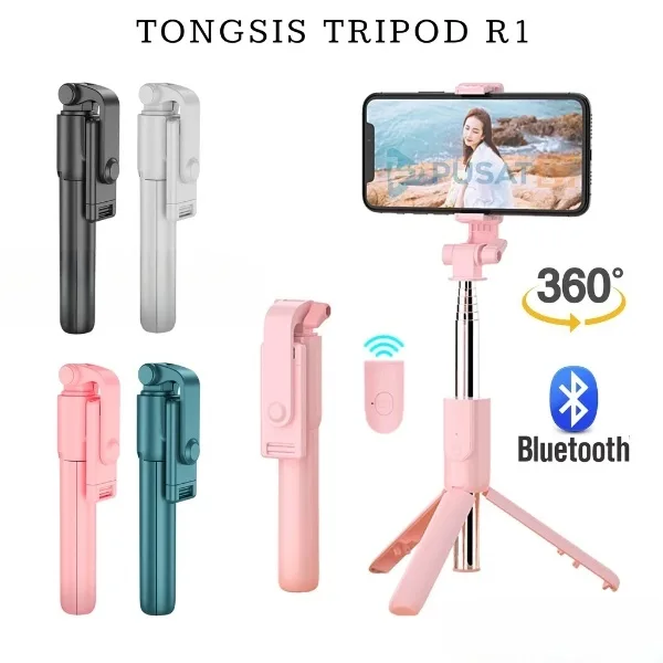 COD AR18 Tongsis Tripod R1 Tomsis 3 In 1 / Remote Wireless Handphone / Selfie Stick Non Led 360 Derajat Bluetooth Shutter