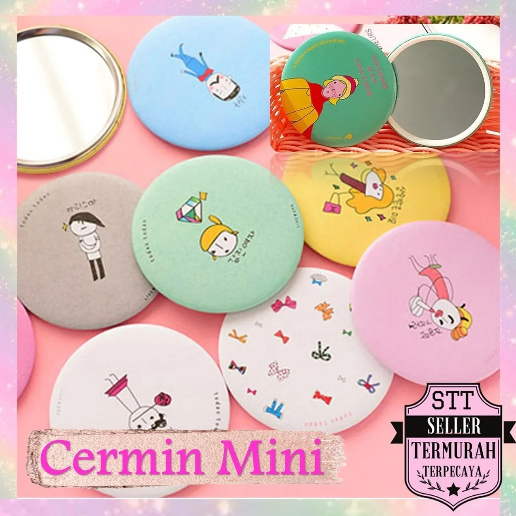 AR18 COD CERMIN BULAT KARAKTER / KACA CERMIN MAKE UP MINI / KACA TRAVELLING MOTIF LUCU / KACA MINI TRAVEL SIZE PRAKTIS LUCU
