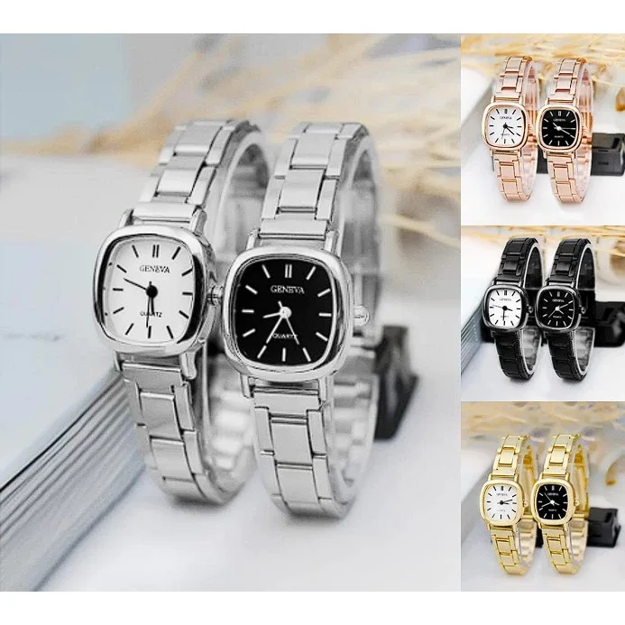 AR18 COD - Jam Tangan Wanita Analog Quartz Casual Fashion Strap Rantai Stainless Steel Couple Pria