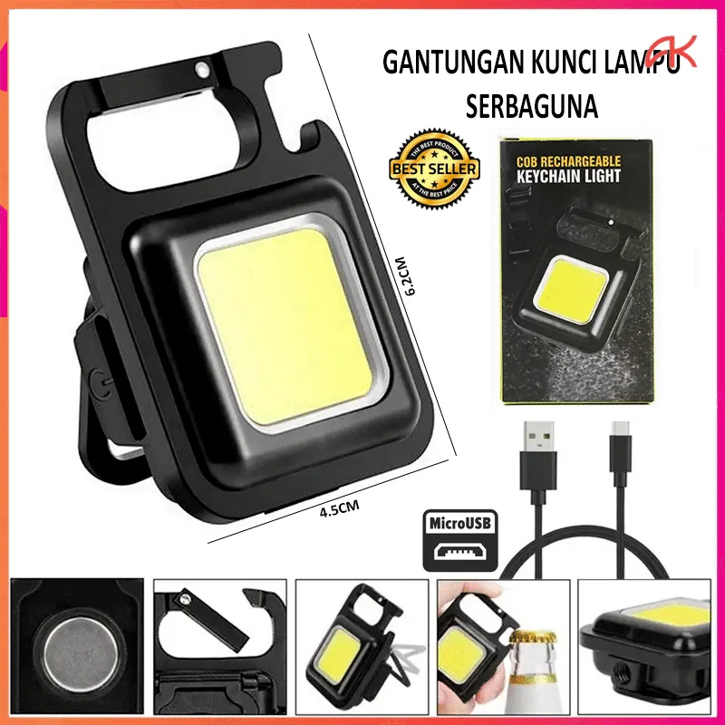 AR18 COD Mini Cob Keychain Light Rechargeable Lampu Led Gantungan Kunci Lampu Led Cas Mini Lampu Camping Emergency