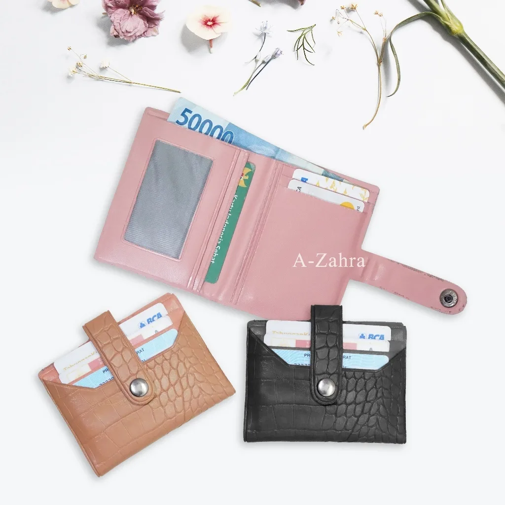 COD AR18 GENIE WALLET DOMPET KARTU MODEL CROCO KANCING / DOMPET UANG DAN KARTU MINI / DOMPET MINI KANCING DETAIL CROCO / GENIE WALET WANITA SILVANIA /DOMPET LIPAT KARTU KECIL