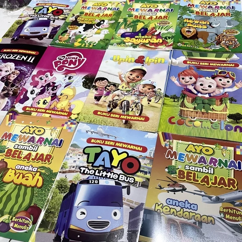 BUKU MEWARNAI EDUKASI ANAK ANAK / BUKU ANAK-ANAK MEWARNA KARAKTER GAMBAR BELAJAR 3 TAHUN / BUKU WARNA BBW AESTHETIC LUCU TK